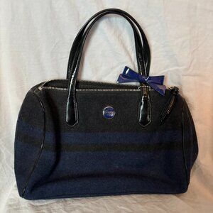 Coach Navy + Black Wool / Patent Trim Satchel – Rare Winter Edition